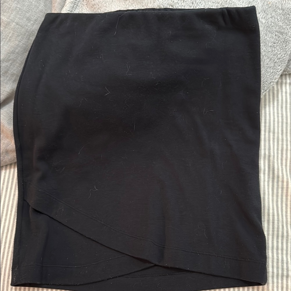 SO Black Asymmetrical Wrap Pencil Mini Skirt
